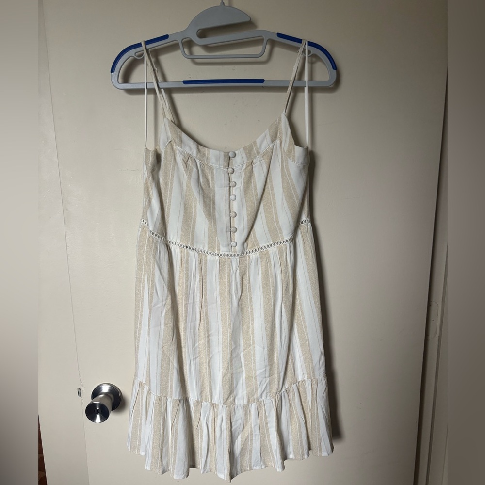 Striped White and Tan Sundress